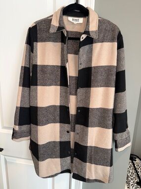 BB Dakota Beige & Black Plaid Oversized Shacket